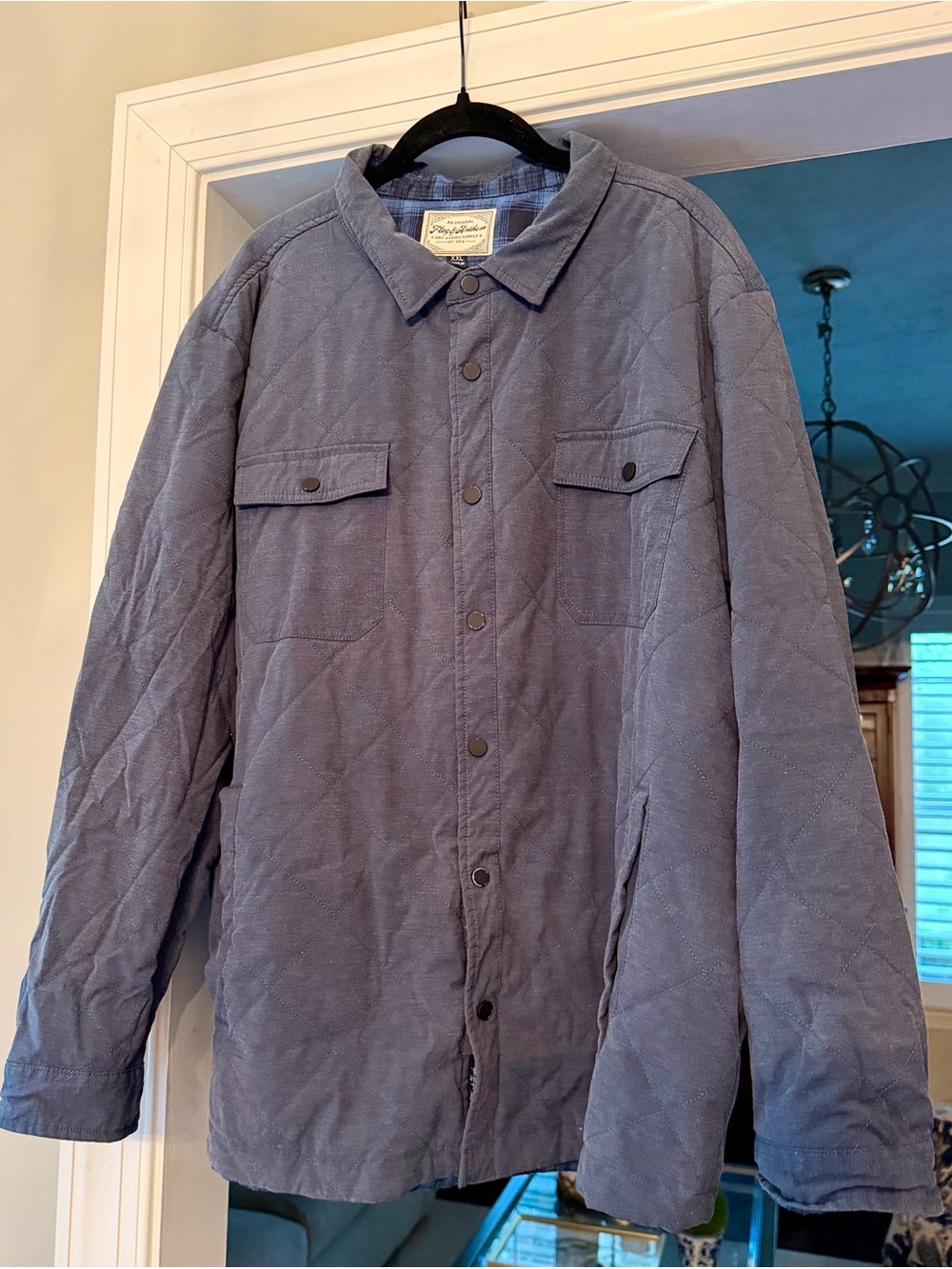 Men's Quilted Lightweight Shirt Jacket in Slate Blue